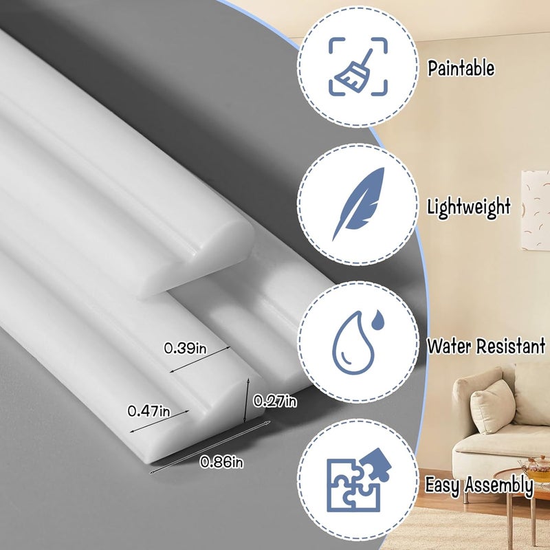 Wenceda DIY Peel and Stick Door Molding Trim Kit with Multi-Angle Scissors, 10 Pcs Premade Wainscoting Wall Moulding Panels, DIY Self Adhesive Moulding Panel for Wall Mirror Window Frame Decor (10 * 22 Inch) - Image 3